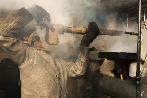 Boiler maintenance in a ship's engine room